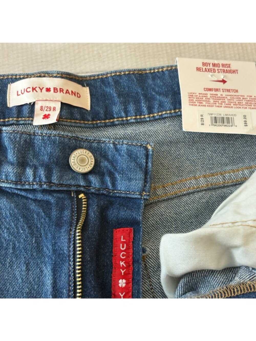 NEW Lucky Brand Boy Jeans Womens 8 29R Mid Rise Relaxed Straight Stretch - Picture 8 of 12